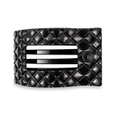 Jet Black Quilted Large Flat Rectangle Hair Clip