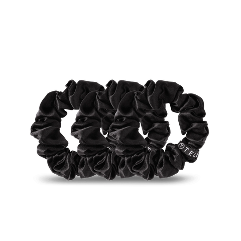 Jet Black Large Silk Scrunchies