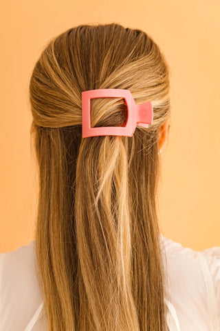 Calming Coral Medium Flat Square Hair Clip