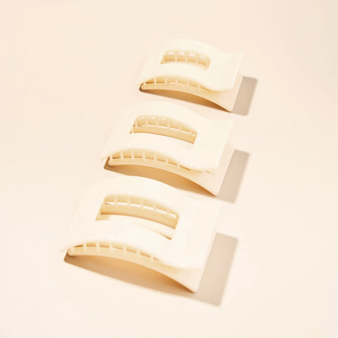 Almond Beige Medium Flat Rectangle Hair Clip