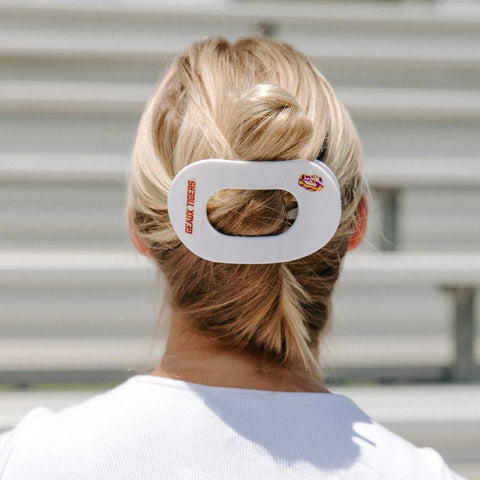 Geaux Tigers! Large Flat Round Hair Clip
