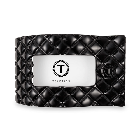 Jet Black Quilted Large Flat Rectangle Hair Clip