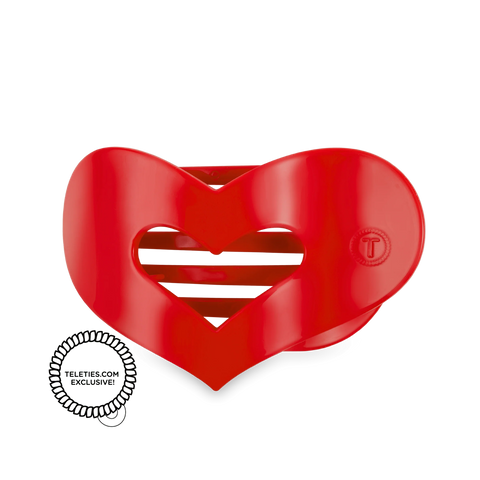 Red Heart Medium Flat Hair Clip