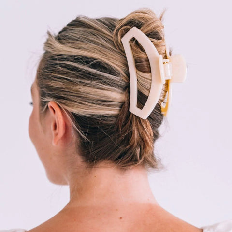 Open Almond Beige Large Claw Hair Clip