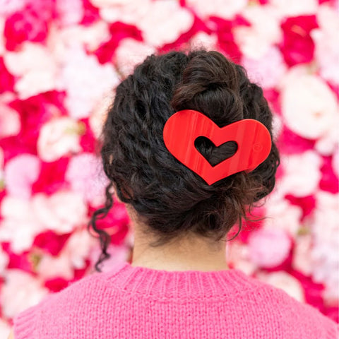 Red Heart Large Flat Hair Clip