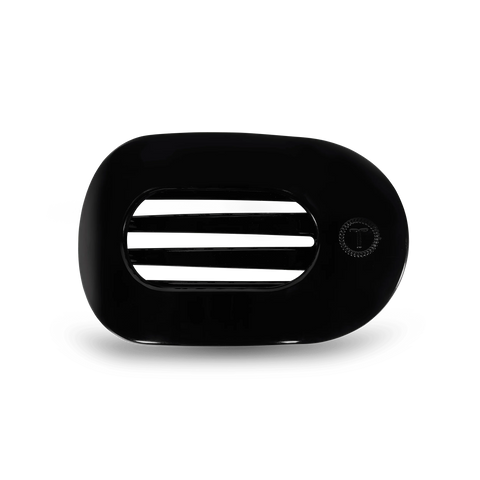 Jet Black Medium Flat Round Hair Clip