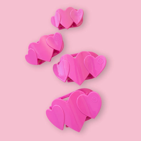 Pink Heart to Heart Medium Flat Hair Clip