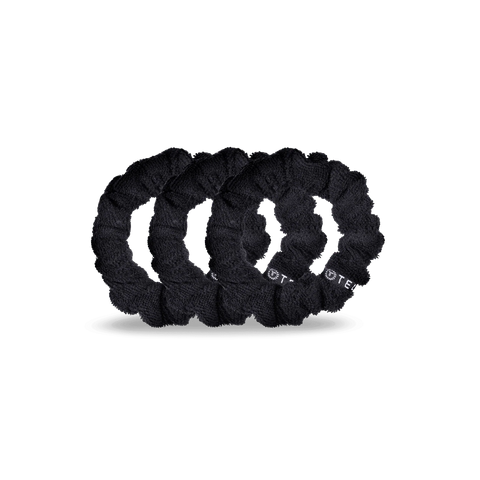 Jet Black Small Towel Scrunchies