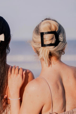 Jet Black Large Flat Square Hair Clip