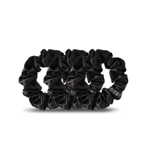 Jet Black Small Silk Scrunchies