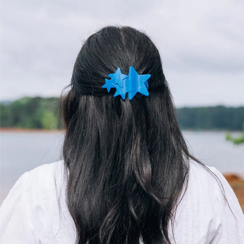 Blue Shooting Star Medium Flat Hair Clip