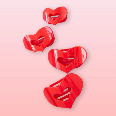 Red Heart Medium Flat Hair Clip