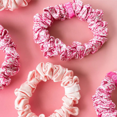Pink Ribbon Power Small Silk Scrunchies