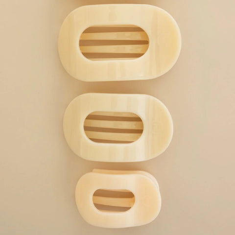 Almond Beige Tiny Flat Round Clip