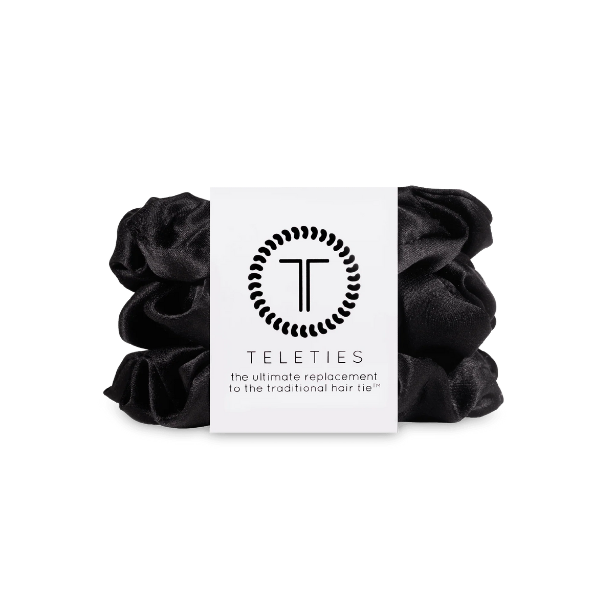 Jet Black Large Silk Scrunchies