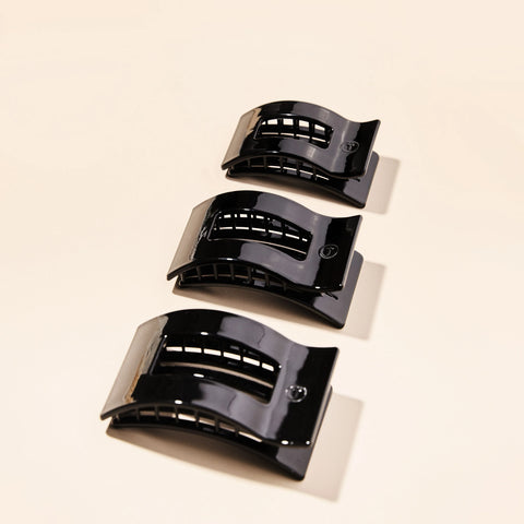 Jet Black Large Flat Rectangle Hair Clip